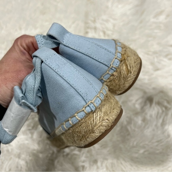 J CREW baby blue Canvas Espadrille Flats Size 7with removable ankle ribbon NEW - Picture 5 of 11